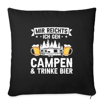 Campen Bier Camping & bier Bier Geschenk - Sofakissenbezug 45 x 45 cm - Schwarz - Vorne