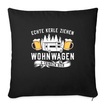 Campen Bier Camping & bier Bier Geschenk - Sofakissenbezug 45 x 45 cm - Schwarz - Vorne