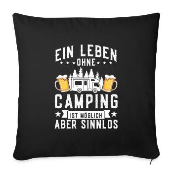 Campen Bier Camping & bier Bier Geschenk - Sofakissenbezug 45 x 45 cm - Schwarz - Vorne