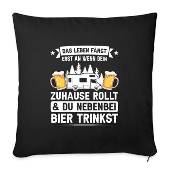Campen Bier Camping & bier Bier Geschenk - Sofakissenbezug 45 x 45 cm - Schwarz - Vorne