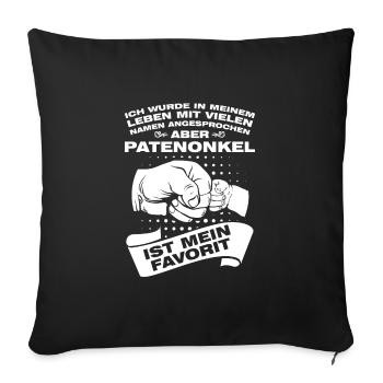 Patenonkel Familie Taufpate Geschenk - Sofakissenbezug 45 x 45 cm - Schwarz - Vorne