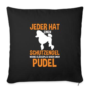 Pudel Hund Hundehalter Geschenk - Sofakissenbezug 45 x 45 cm - Schwarz - Vorne