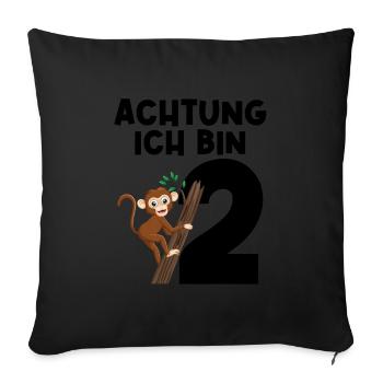 2.Geburtstag Affe 2 Jahre alt Geschenk - Sofakissenbezug 45 x 45 cm - Schwarz - Vorne