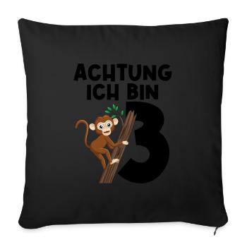 3.Geburtstag Affe 3 Jahre alt Geschenk - Sofakissenbezug 45 x 45 cm - Schwarz - Vorne