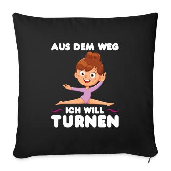 Turnen Mädchen Turnerin Geschenk - Sofakissenbezug 45 x 45 cm - Schwarz - Vorne