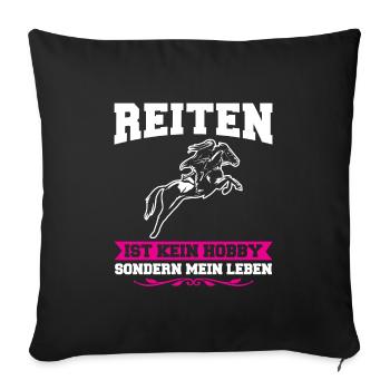 Reiten Mädchen Reiterhof Geschenk - Sofakissenbezug 45 x 45 cm - Schwarz - Vorne