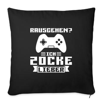 Gaming Zocken Gamer Geschenk - Sofakissenbezug 45 x 45 cm - Schwarz - Vorne
