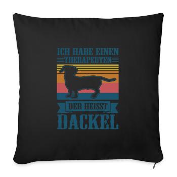 Dackel Hund Hundebesitzer Geschenk - Sofakissenbezug 45 x 45 cm - Schwarz - Vorne