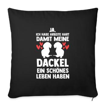 Dackel Hund Dachshund Geschenk - Sofakissenbezug 45 x 45 cm - Schwarz - Vorne