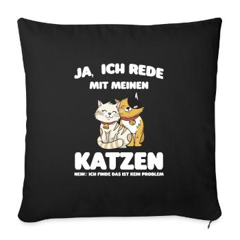 Katze Tier Katzen Geschenk - Sofakissenbezug 45 x 45 cm - Schwarz - Vorne
