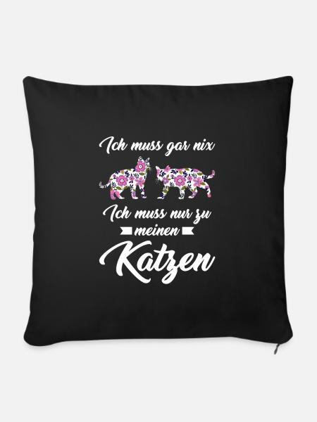 Katze Tier Katzenfreunde Geschenk - Sofakissenbezug 45 x 45 cm - Schwarz