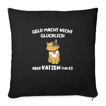 Katze Tier Katzen Geschenk - Sofakissenbezug 45 x 45 cm - Schwarz - Vorne