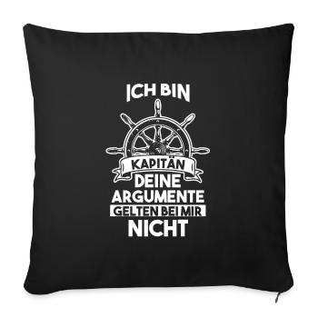 Kapitän Boot Segelboot Geschenk - Sofakissenbezug 45 x 45 cm - Schwarz - Vorne