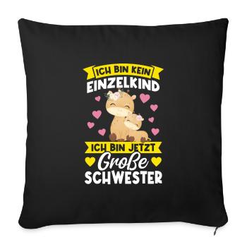 2 Giraffen Grosse Schwester Schwestern Geschenk - Sofakissenbezug 45 x 45 cm - Schwarz - Vorne