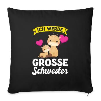 2 Giraffen Grosse Schwester Schwestern Geschenk - Sofakissenbezug 45 x 45 cm - Schwarz - Vorne