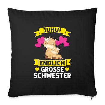 2 Giraffen Grosse Schwester Schwestern Geschenk - Sofakissenbezug 45 x 45 cm - Schwarz - Vorne