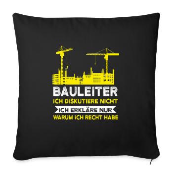 Bauleiter Bauaufsicht Bauleitung Geschenk - Sofakissenbezug 45 x 45 cm - Schwarz - Vorne