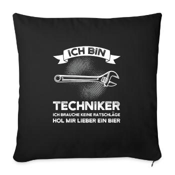 Techniker Bier Technik Geschenk - Sofakissenbezug 45 x 45 cm - Schwarz - Vorne