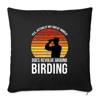 Vogelbeobachtung Vögel Vogelgeschenk - Sofakissenbezug 45 x 45 cm - Schwarz - Vorne