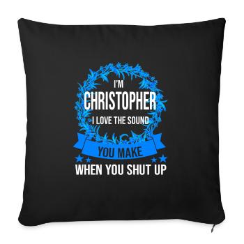 Vorname Christopher Name Christopher Geschenk - Sofakissenbezug 45 x 45 cm - Schwarz - Vorne