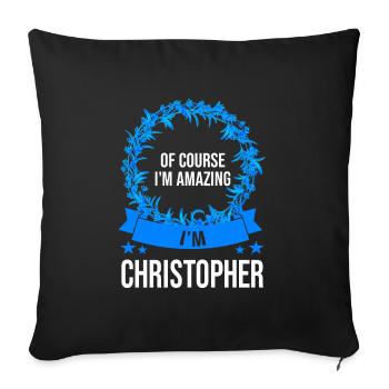 Vorname Christopher Name Christopher Geschenk - Sofakissenbezug 45 x 45 cm - Schwarz - Vorne
