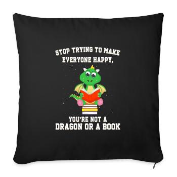Drache Drache und Buch Drachenliebhaber Geschenk - Sofakissenbezug 45 x 45 cm - Schwarz - Vorne
