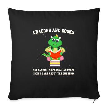 Drache Drache und Buch Drachenliebhaber Geschenk - Sofakissenbezug 45 x 45 cm - Schwarz - Vorne