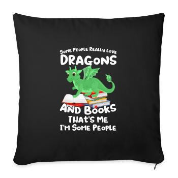 Drache Drache und Buch Drachenliebhaber Geschenk - Sofakissenbezug 45 x 45 cm - Schwarz - Vorne