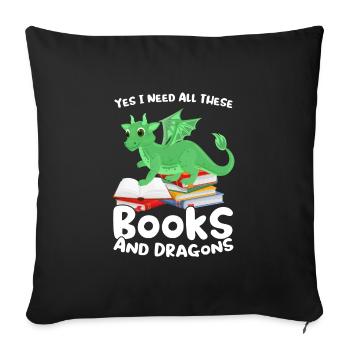 Drache Drache und Buch Drachenliebhaber Geschenk - Sofakissenbezug 45 x 45 cm - Schwarz - Vorne