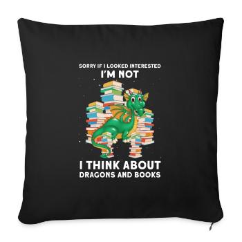 Drache Drache und Buch Drachenliebhaber Geschenk - Sofakissenbezug 45 x 45 cm - Schwarz - Vorne