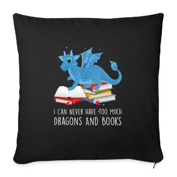 Drache Drache und Buch Drachenliebhaber Geschenk - Sofakissenbezug 45 x 45 cm - Schwarz - Vorne