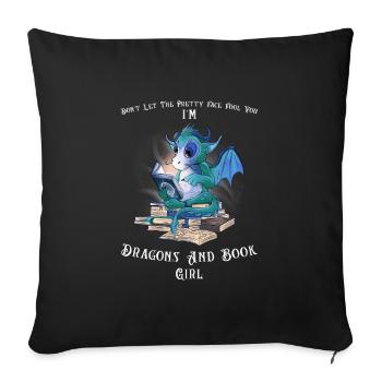 Drache Drache und Buch Drachenliebhaber Geschenk - Sofakissenbezug 45 x 45 cm - Schwarz - Vorne