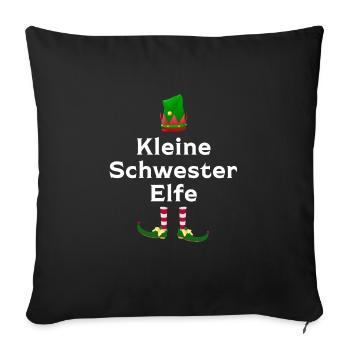 Kleine Schwester Elfe Geschwister Geschenk - Sofakissenbezug 45 x 45 cm - Schwarz - Vorne