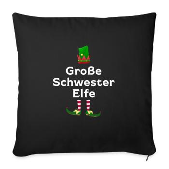 Große Schwester Elfe Geschwister Geschenk - Sofakissenbezug 45 x 45 cm - Schwarz - Vorne