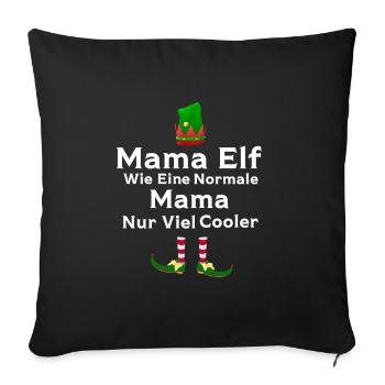 Mutter Elfe Mama Elf Geschenk - Sofakissenbezug 45 x 45 cm - Schwarz - Vorne