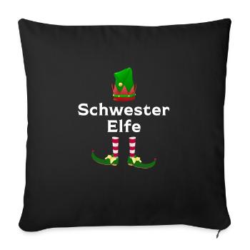 Schwester Elfe Geschwister Geschenk - Sofakissenbezug 45 x 45 cm - Schwarz - Vorne