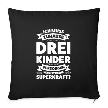 Eltern 3 Kinder Mama von 3 Kindern Geschenk - Sofakissenbezug 45 x 45 cm - Schwarz - Vorne