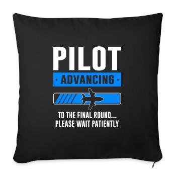 Pilot Pilot Flugzeug Geschenk - Sofakissenbezug 45 x 45 cm - Schwarz - Vorne