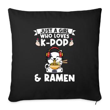 Ramen Merch Ramen kpop Katze Katze Lover Geschenk - Sofakissenbezug 45 x 45 cm - Schwarz - Vorne