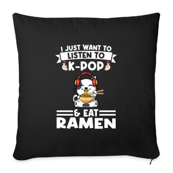 Ramen Merch Ramen kpop Katze Katze Lover Geschenk - Sofakissenbezug 45 x 45 cm - Schwarz - Vorne