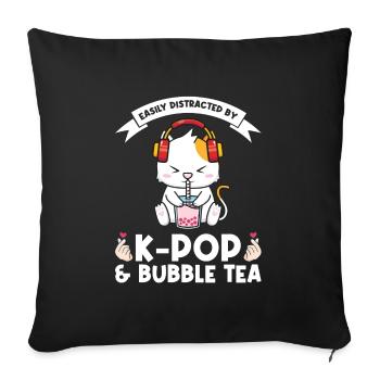 Bubble Tea kpop Bubble Tea Katze Katze Lover Gesch - Sofakissenbezug 45 x 45 cm - Schwarz - Vorne