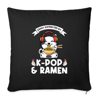 Ramen Merch Ramen kpop Katze Katze Lover Geschenk - Sofakissenbezug 45 x 45 cm - Schwarz - Vorne