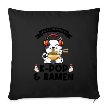 Ramen Merch Ramen kpop Katze Katze Lover Geschenk - Sofakissenbezug 45 x 45 cm - Schwarz - Vorne