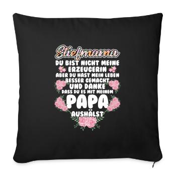 Stiefmama Familie Stiefmamas Geschenk - Sofakissenbezug 45 x 45 cm - Schwarz - Vorne