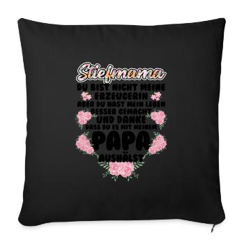 Stiefmama Familie Stiefmutter Geschenk - Sofakissenbezug 45 x 45 cm - Schwarz - Vorne