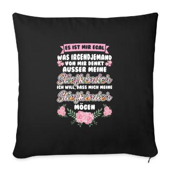 Stiefmama Familie Stiefkind Geschenk - Sofakissenbezug 45 x 45 cm - Schwarz - Vorne
