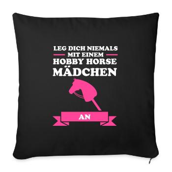 Hobby Horse Mädchen Hobby Horse Mädchen Geschenk - Sofakissenbezug 45 x 45 cm - Schwarz - Vorne