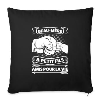 Stiefmama Stiefsohn Stiefmutter Geschenk - Sofakissenbezug 45 x 45 cm - Schwarz - Vorne