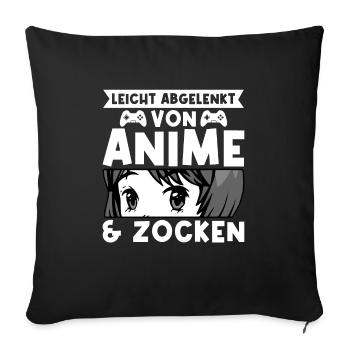 Anime Zocken Anime Liebhaber Geschenk - Sofakissenbezug 45 x 45 cm - Schwarz - Vorne