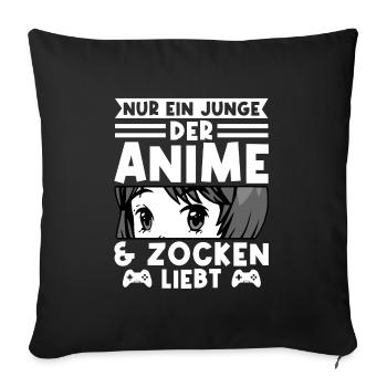 Anime Zocken Anime Merch Geschenk - Sofakissenbezug 45 x 45 cm - Schwarz - Vorne